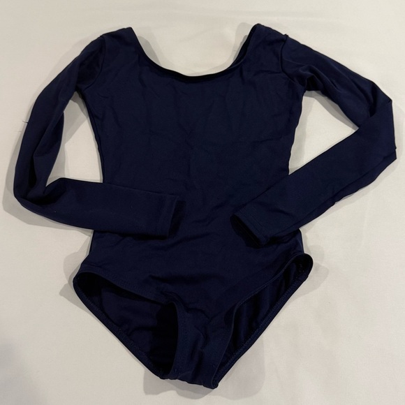 Capezio Leotard Long-sleeve Navy Kids One Piece Bodysuit | Child Intermediate - Picture 3 of 3